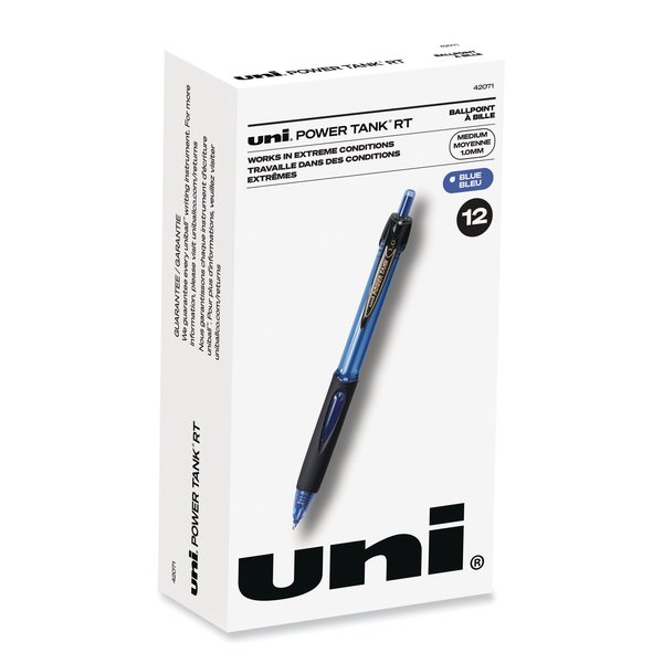 Uni-Ball Power Tank RT Retract Ballpoint Pen, 1mm, Blue Ink/Barrel, PK12 42071